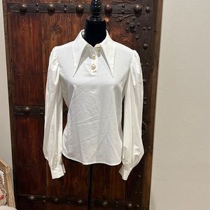 Shein puff sleeve pearl buttons blouse